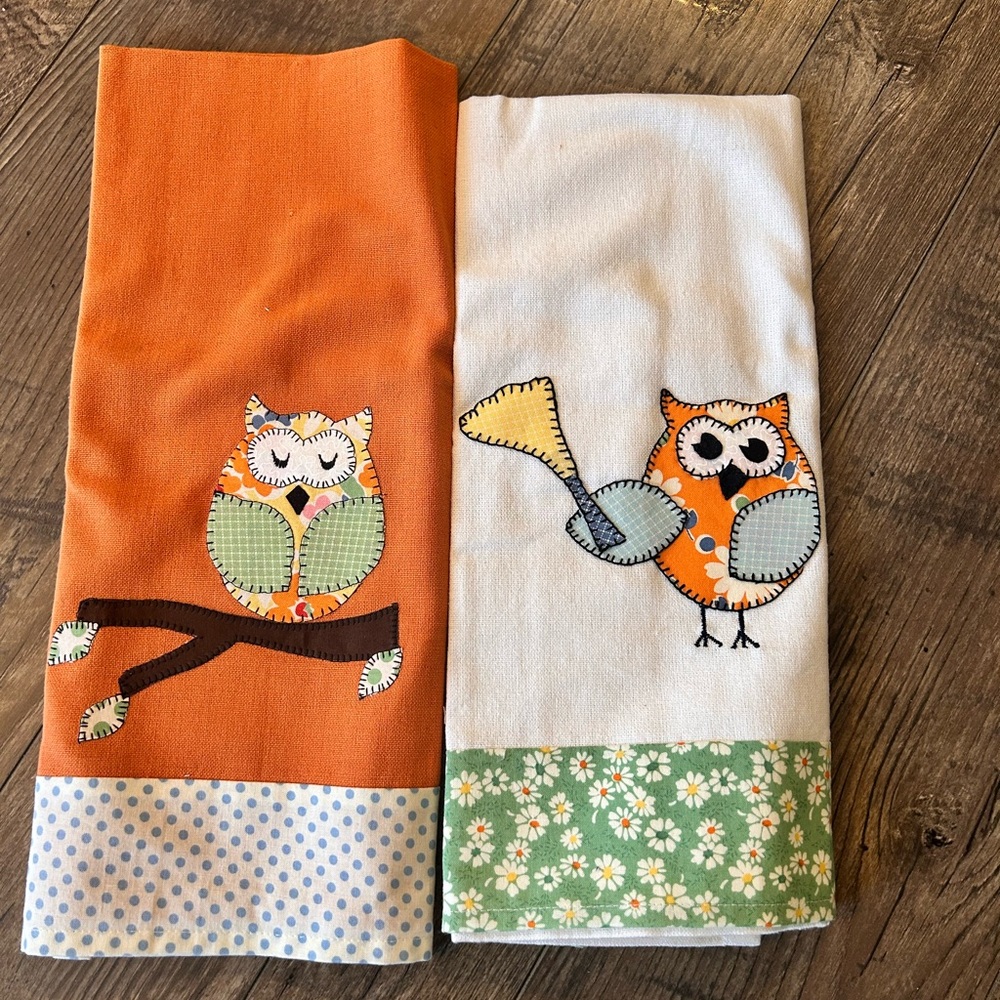Owl Embroidered Kitchen Towels